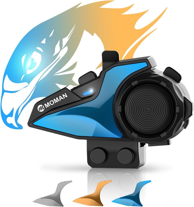 MOMAN Motorcycle Intercom, H2E Eagle-Like Helmet Headset Communication System with Dual Chip for Audio Multitasking HiFi/Music Sharing/FM/AI Voice (1Pack), Motorcycle-Intercom-Helmet-Headset-Headphone - Image 1